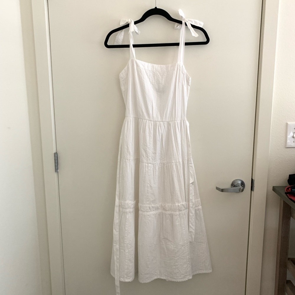 TOPSHOP White pleated dress with bow straps
